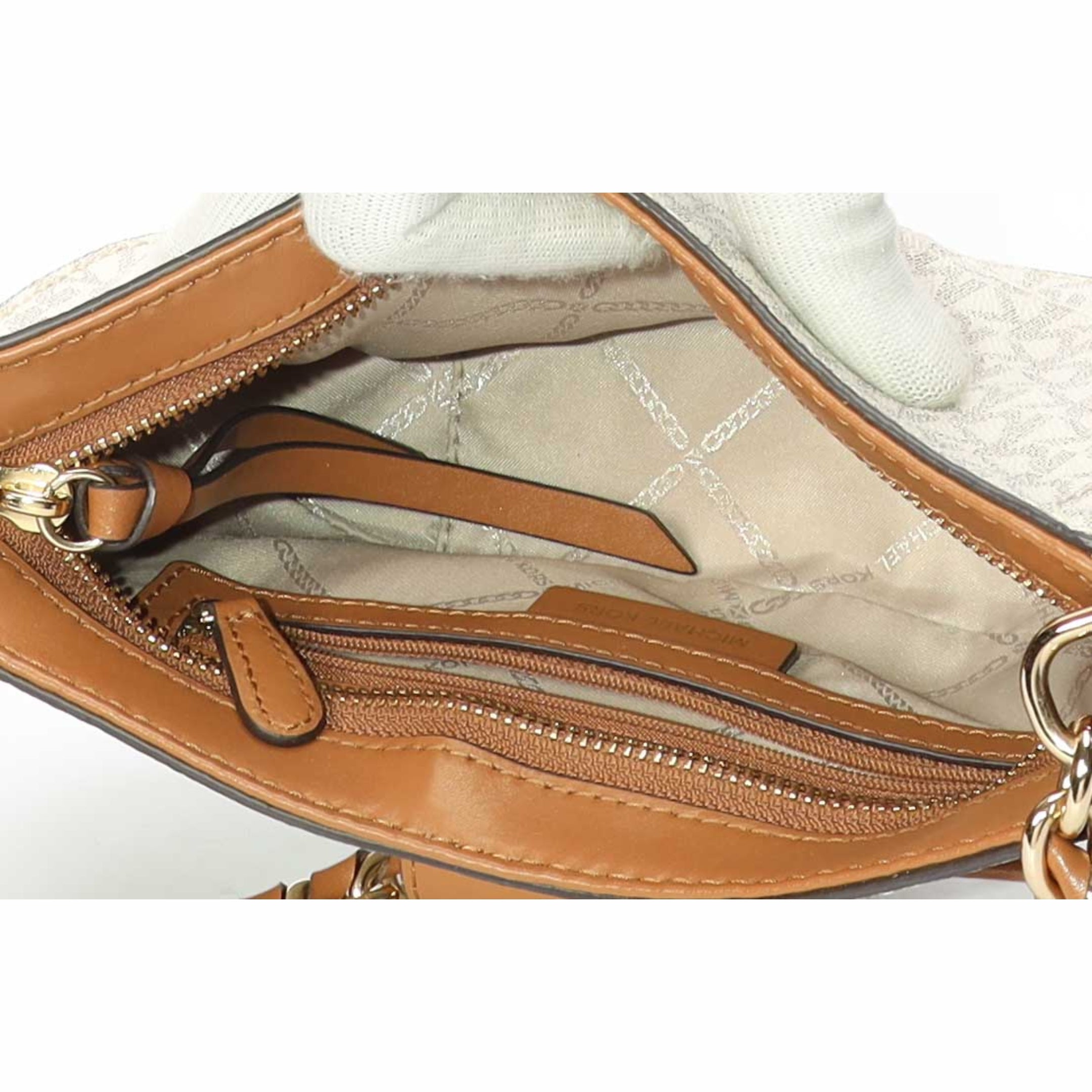 Michael Kors Carmen XS Vanilla Acorn Logo Shoulder Bag