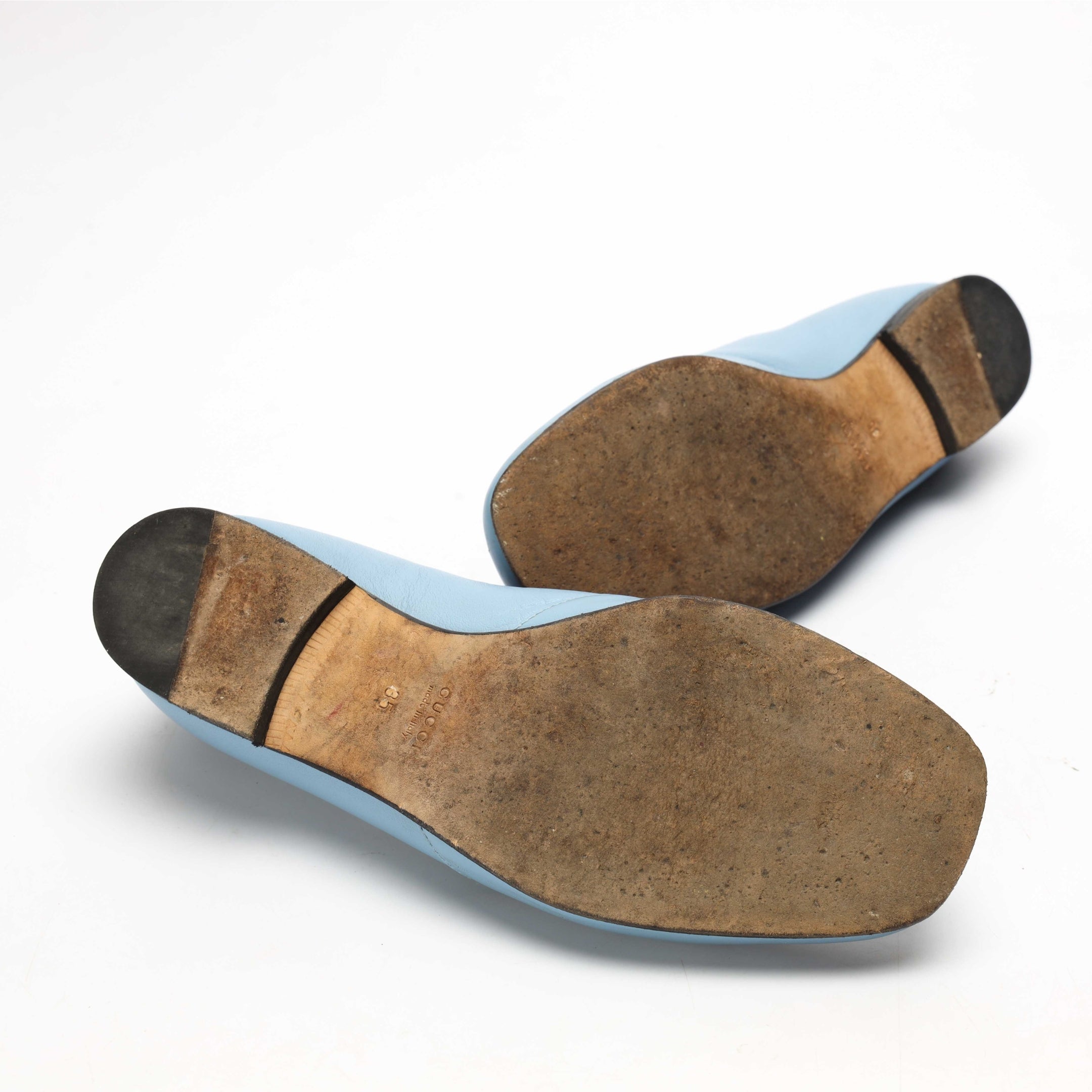 Gucci Light Blue Patent Leather Horsebit Loafers