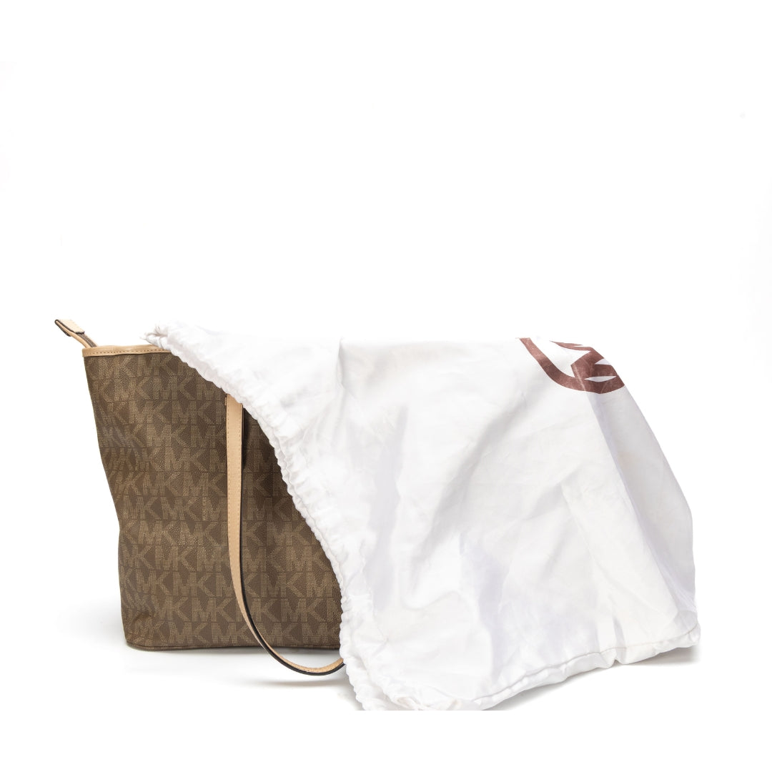 Michael Kors Signature Canvas Leather Jet Set Tote