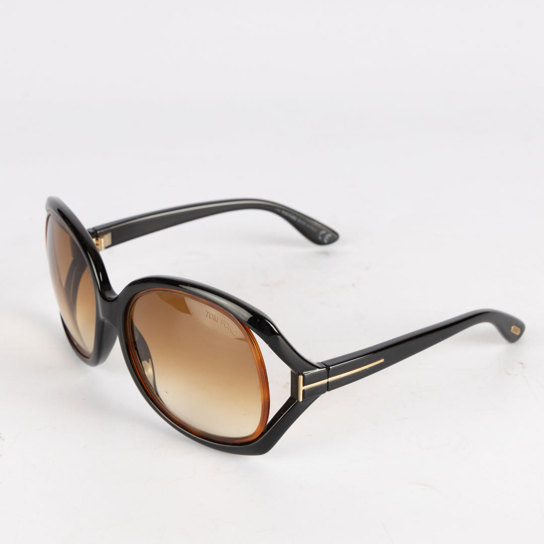 Tom Ford Black Frame Brown Gradient Lens Jaquelin Sunglasses