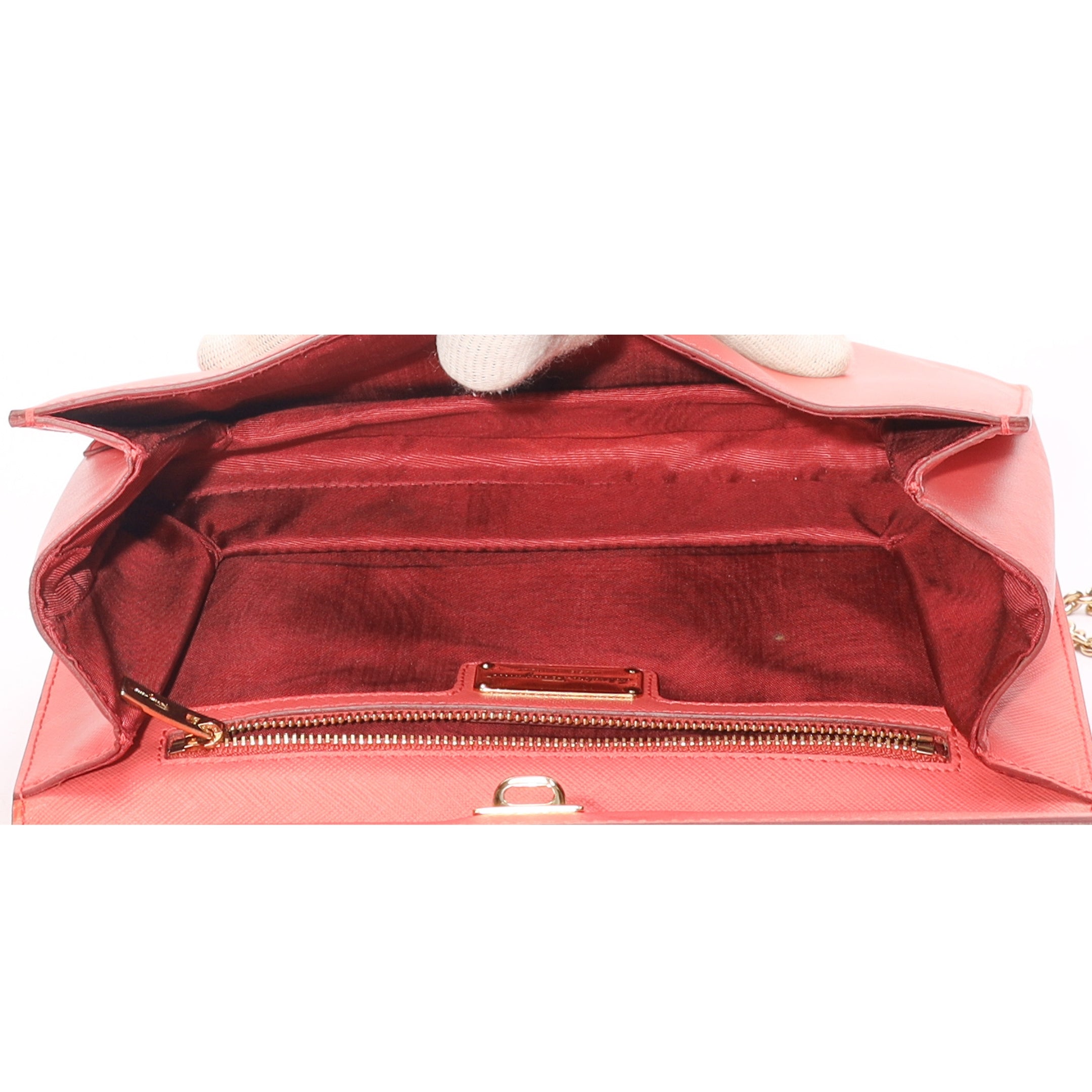 Salvatore Ferragamo Red Vara Bow Chain Sling Bag