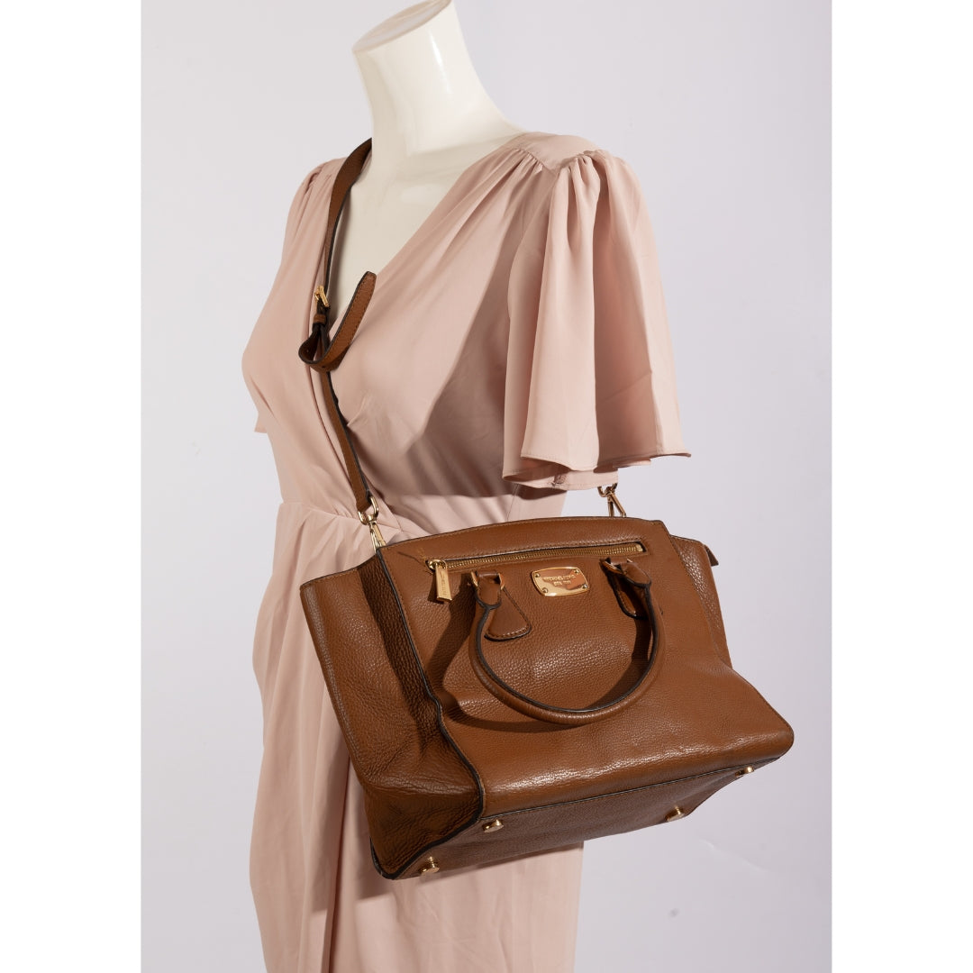 Michael Kors Brown Pebbled Leather Satchel