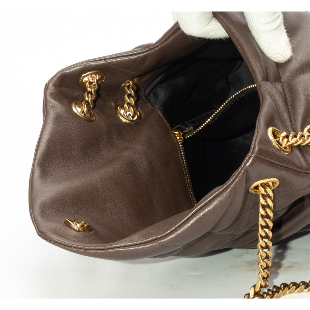Saint Laurent Brown Loulou Puffer Shoulder Bag