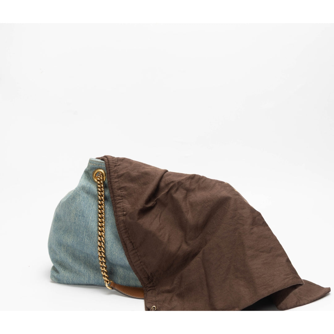 Gucci Blue Distressed Denim Soho Tote