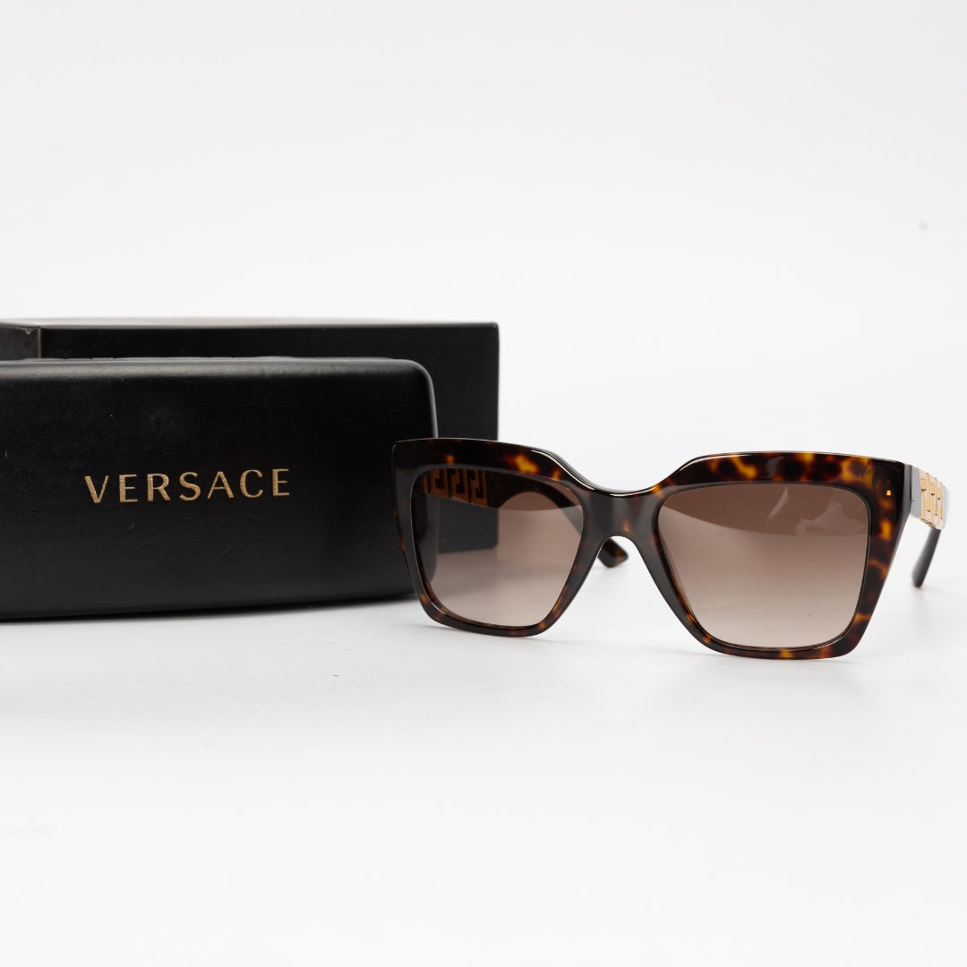 Versace Tortoiseshell-Effect Geometric-Frame Sunglasses