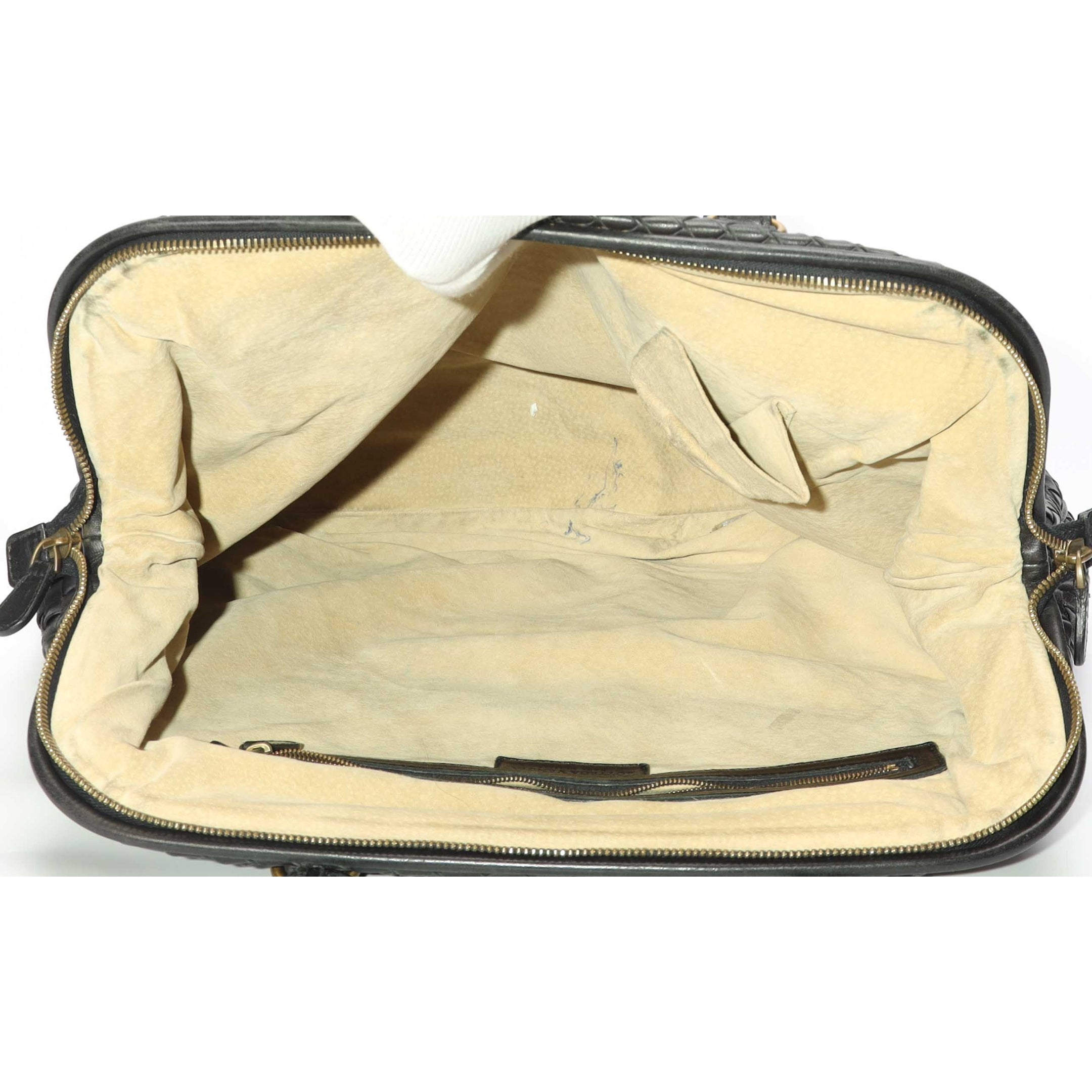 Bottega Veneta Black Intrecciato Woven Frame Top Tote