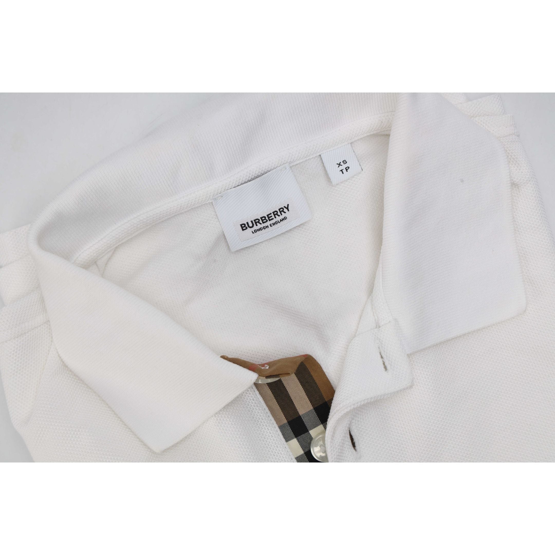 Burberry Check White Polo T- Shirt