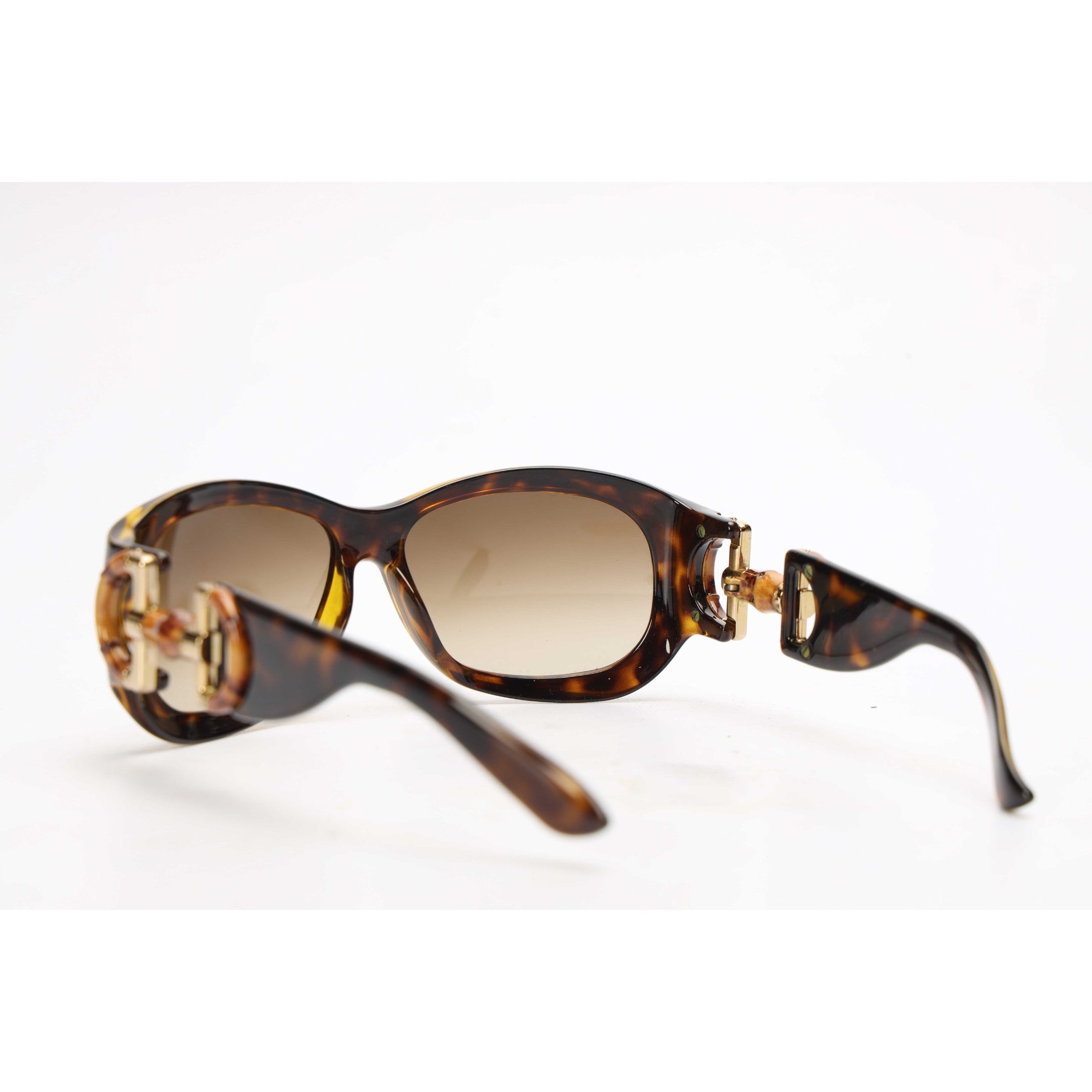 Gucci Brown Bamboo Horsebit Oversized Sunglasses