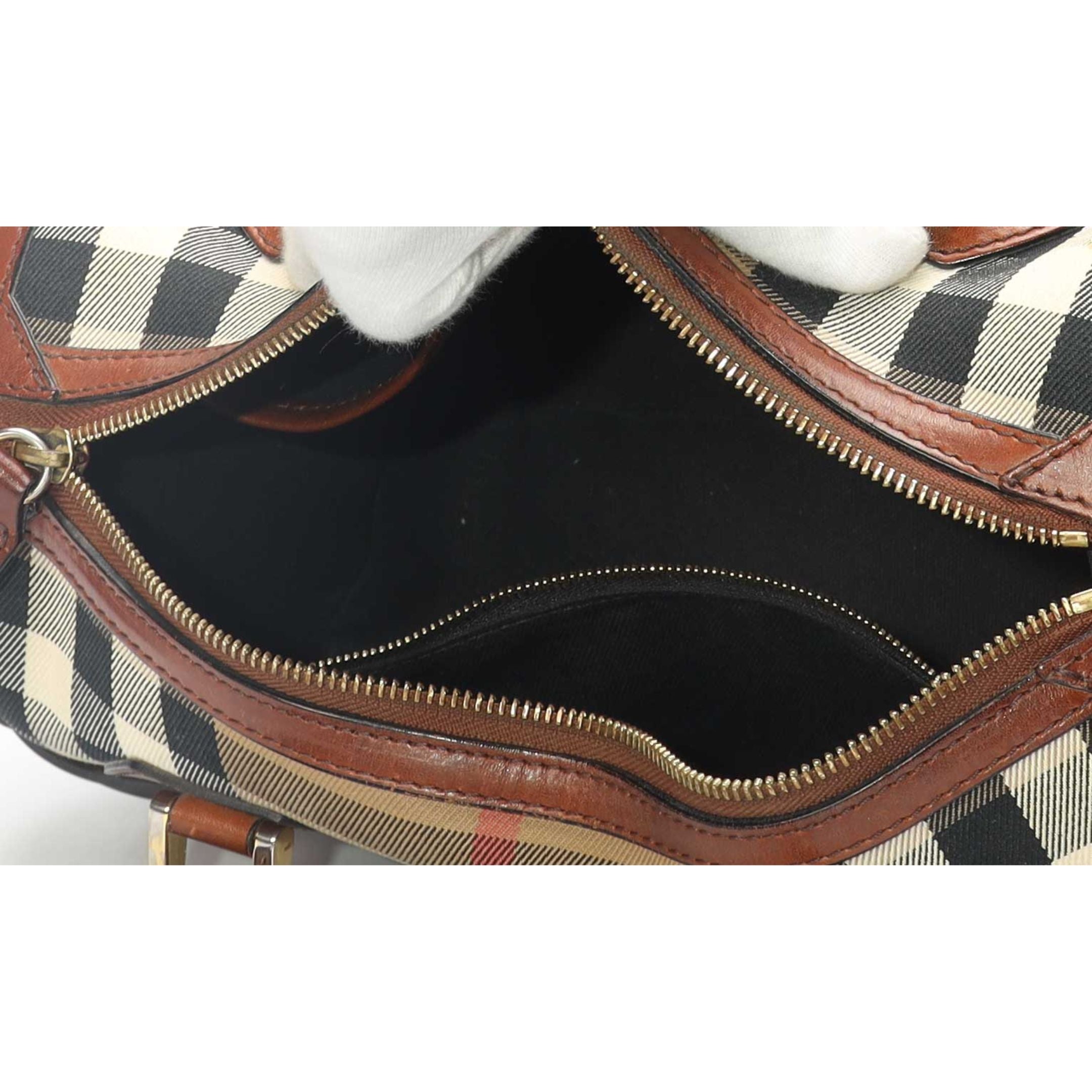 Burberry Brown House Check Bridle Bowling Bag