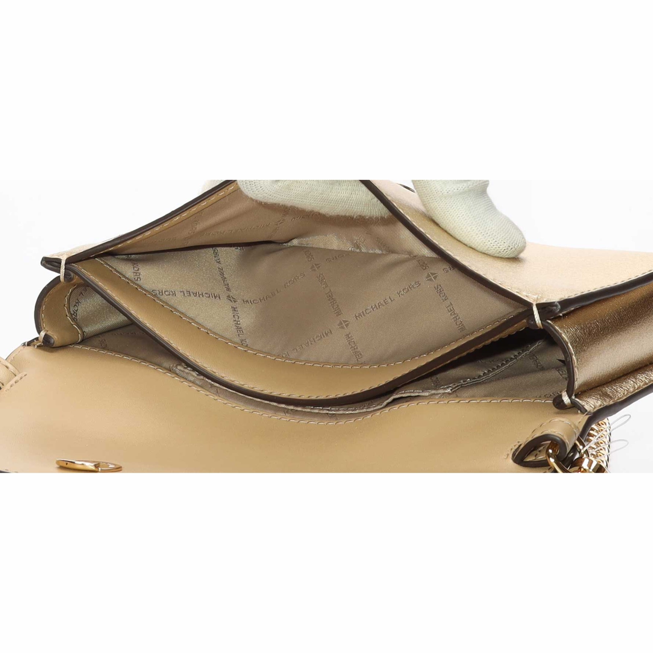 Michael Kors Jet Set Golden Metallic Clutch Crossbody Bag