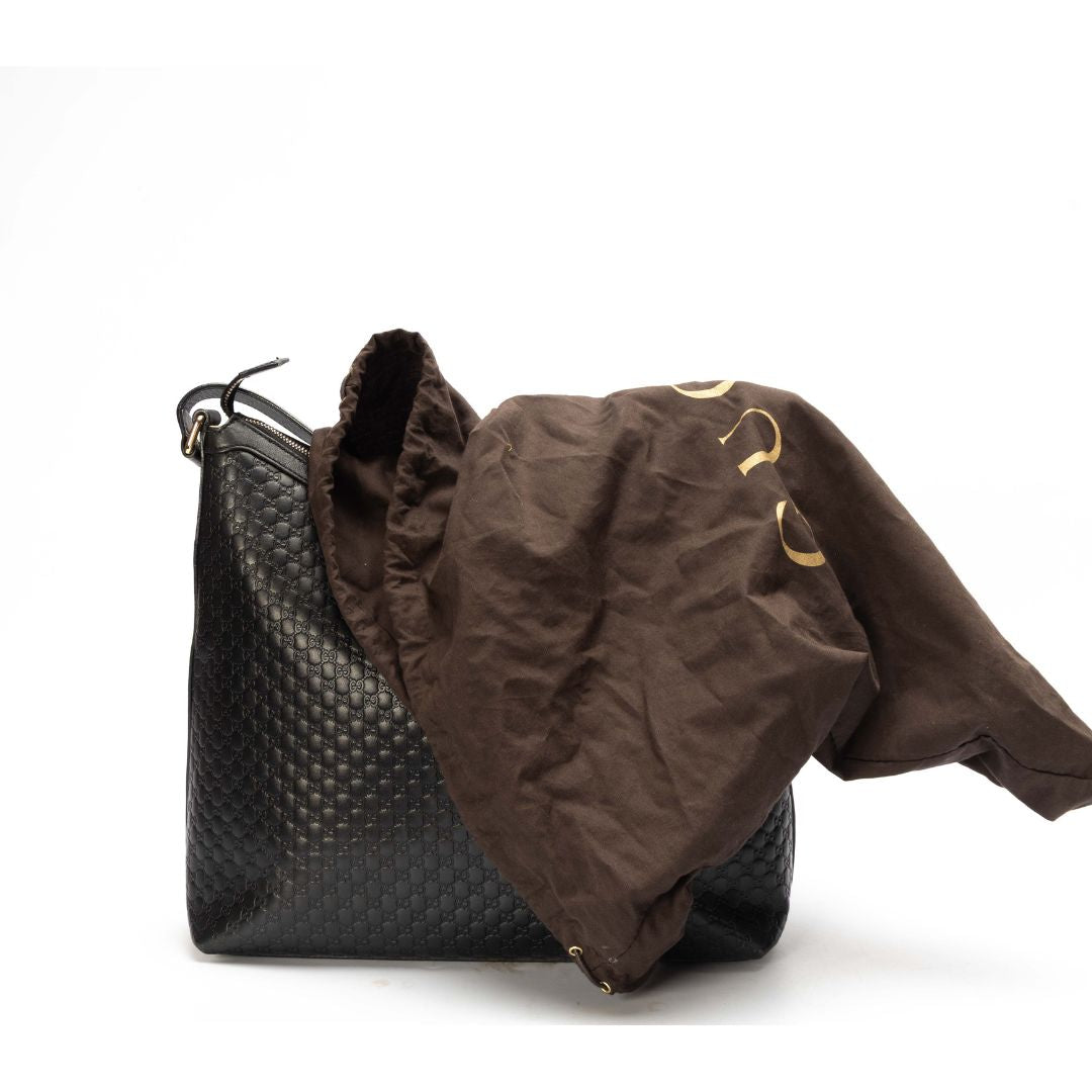Gucci Black Microguccissima Leather Hobo Bag