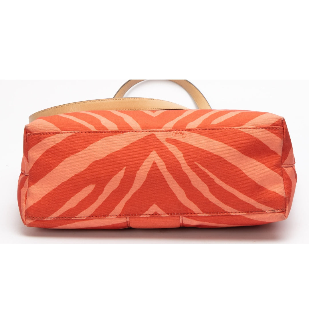 Coach Red Signature Zebra Print Tote