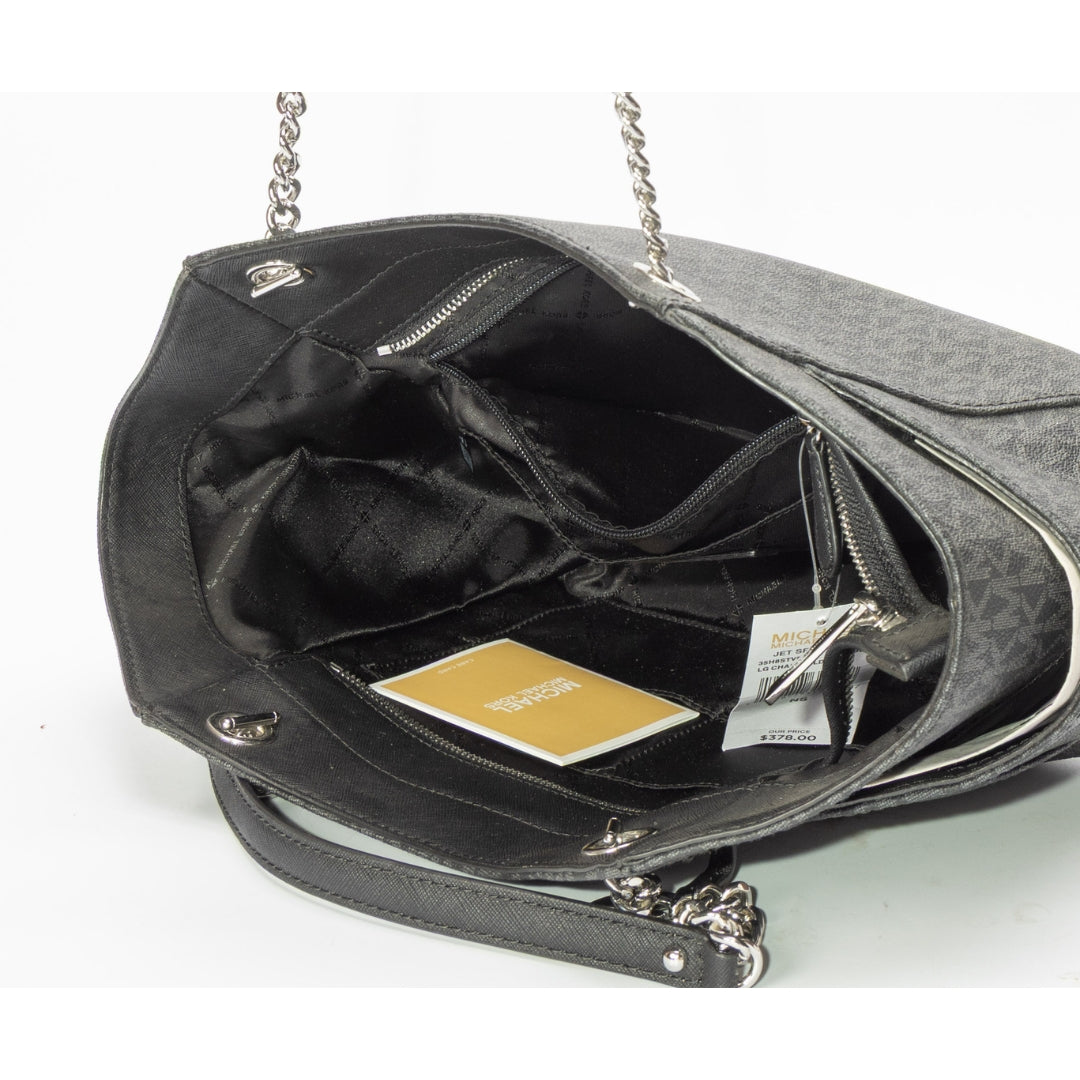 Michael Kors Black Jet Set Large Logo Tote
