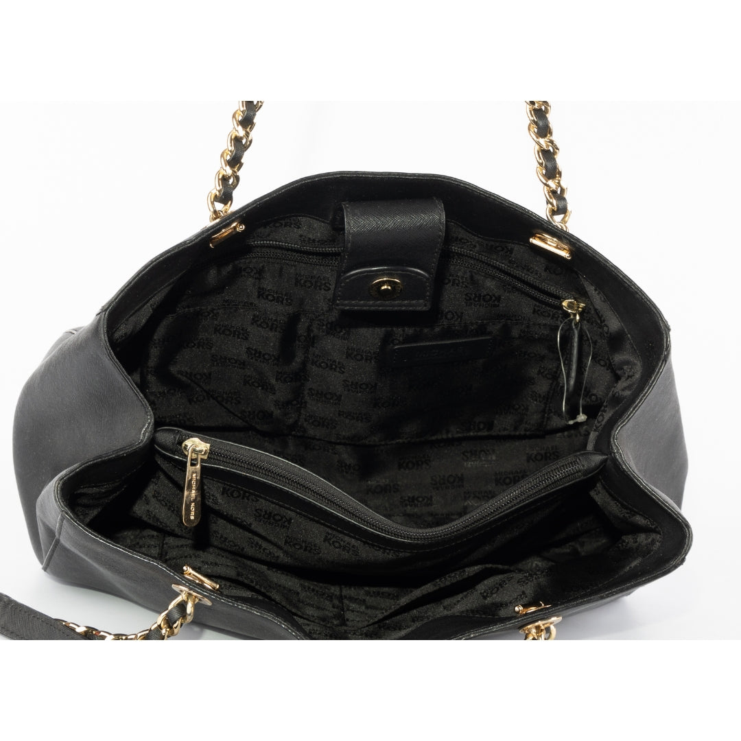 Michael Kors Saffiano Leather Susannah Black Shoulder Bag