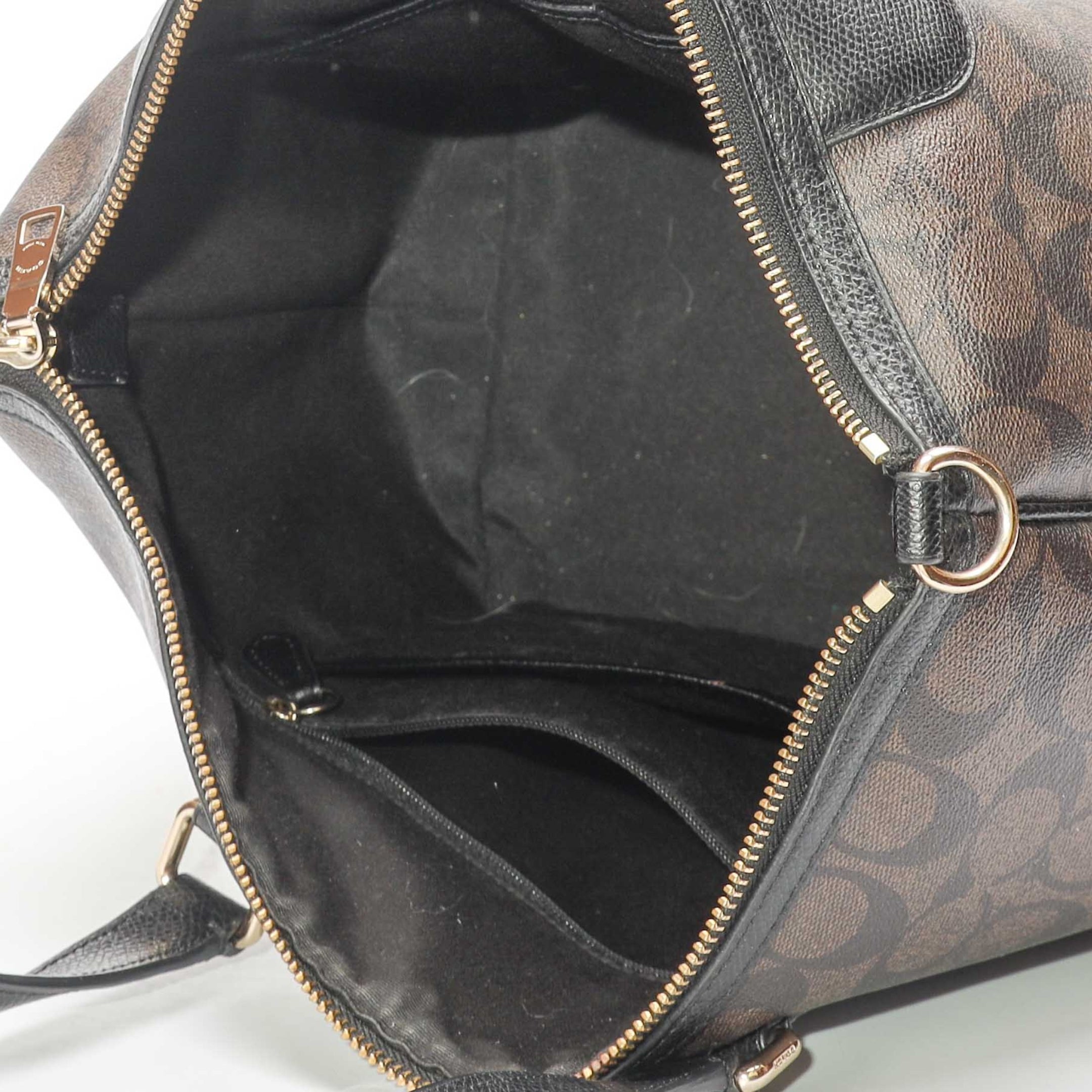 Coach Brown Signature Canvas Pleated Tote