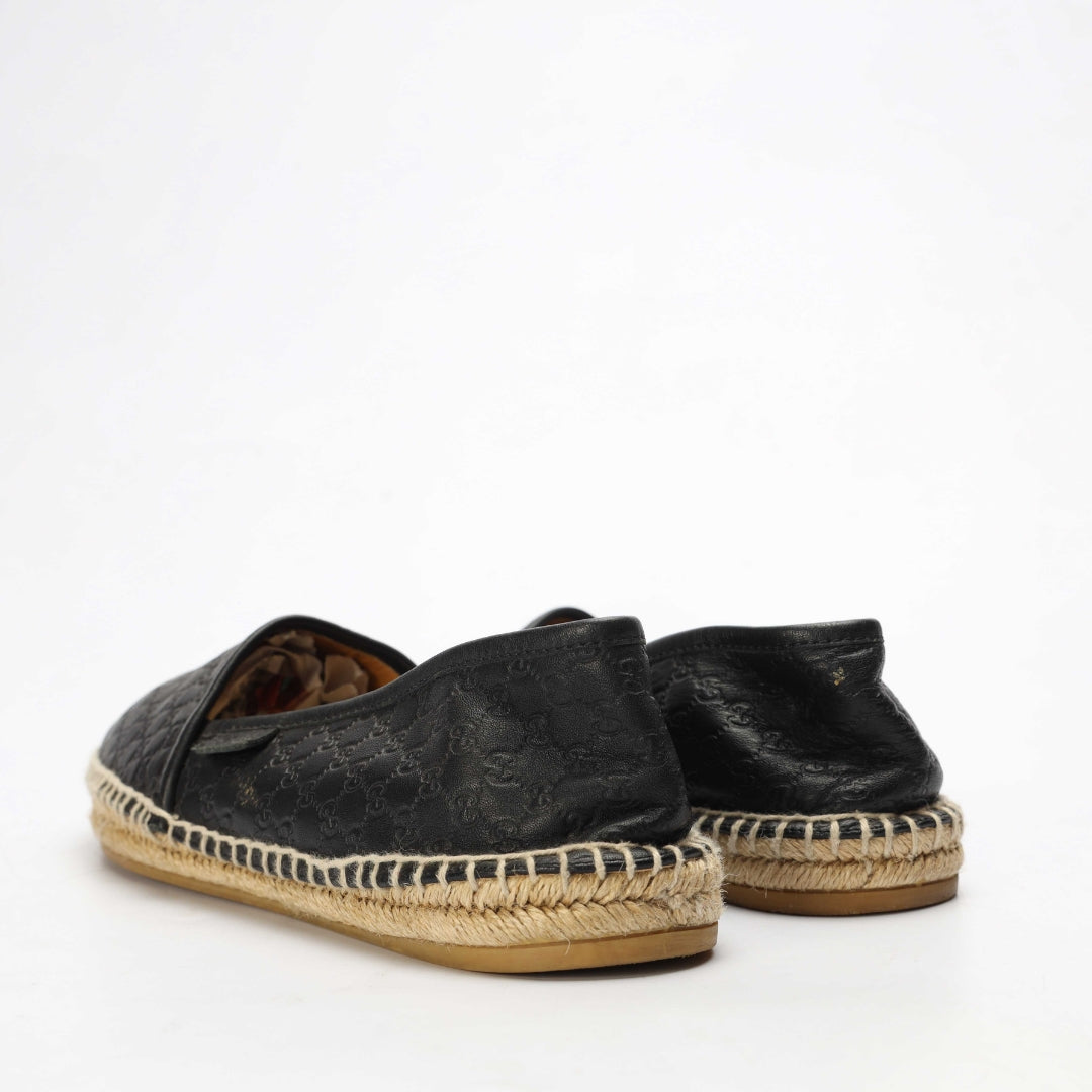 Gucci Black Guccissima Leather Espadrilles