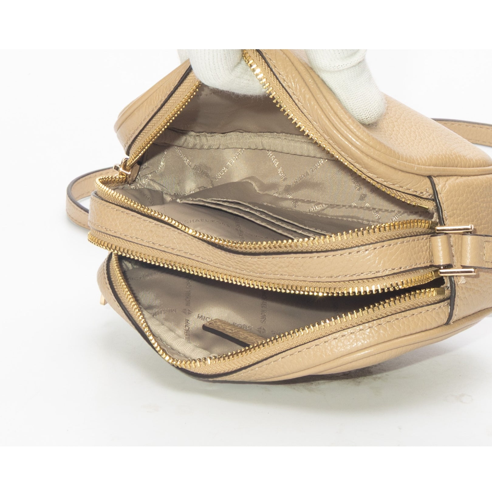 Michael Kors Fulton Pebled Beige Crossbody Bag