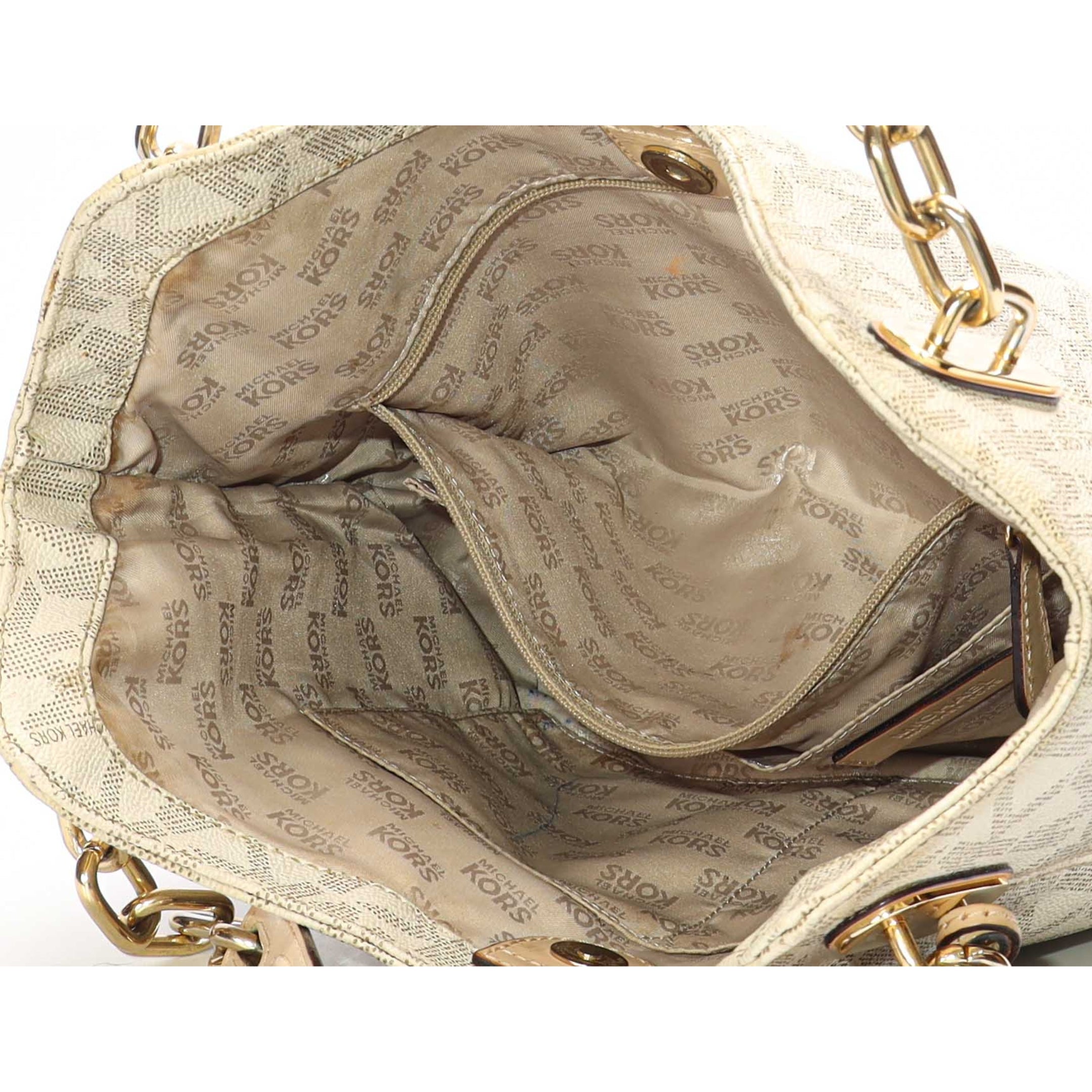 Michael Kors Vanilla Logo Lillie Chain Hobo Bag