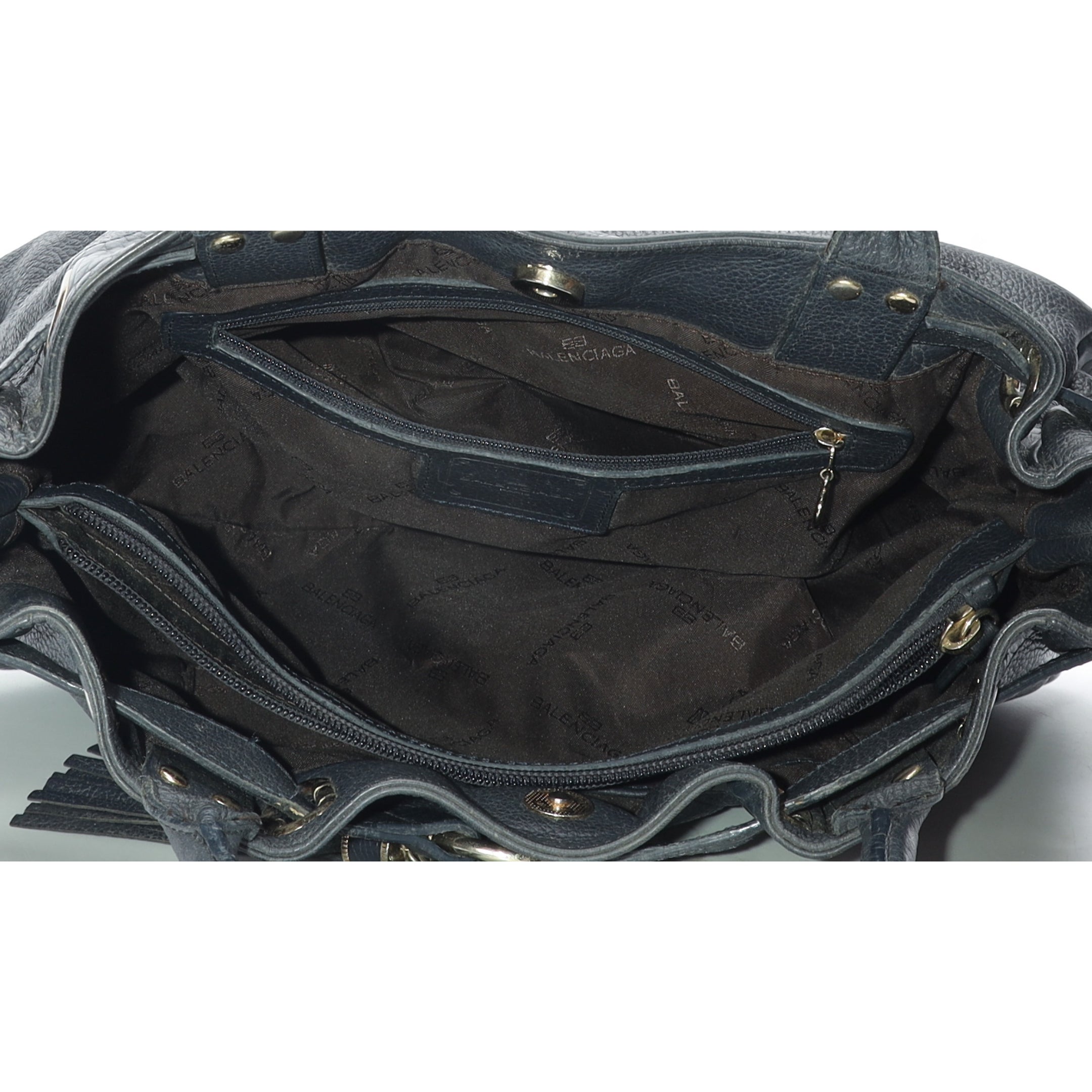 Balenciaga Navy Pebbled Leather Shoulder Bag