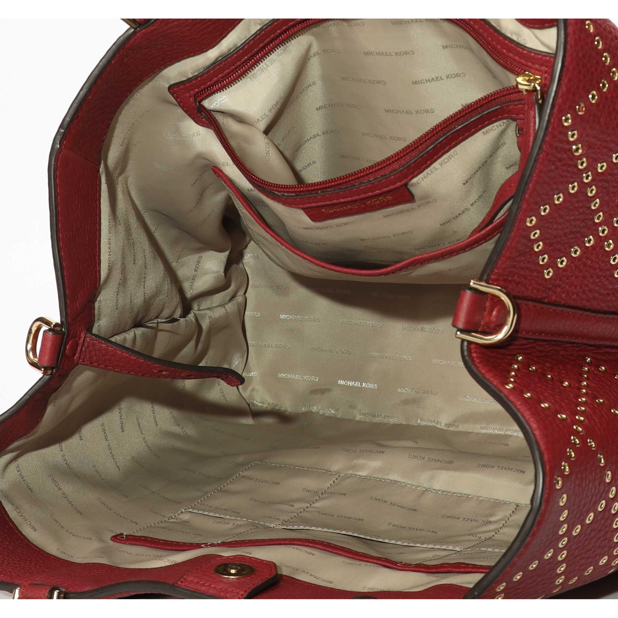 Michael Kors Red Studded Brooklyn Tote