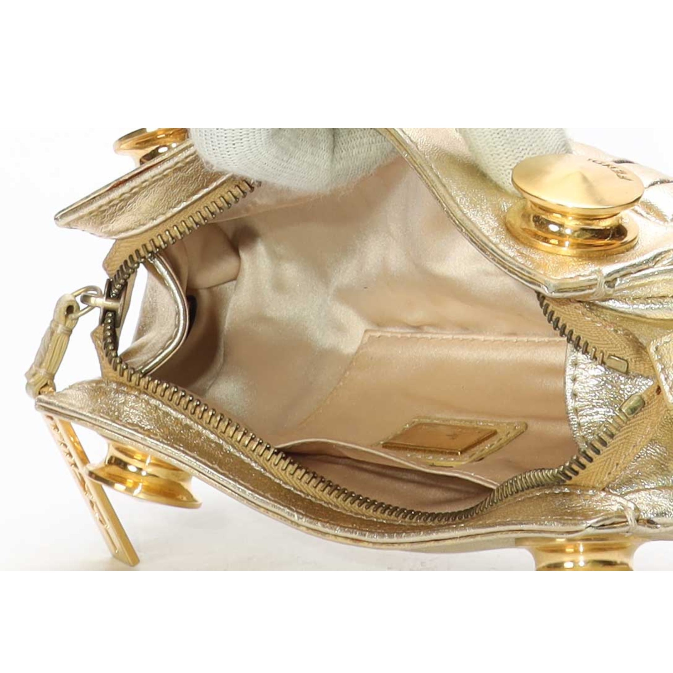 Fendi Gold Metallic Zipper Clutch