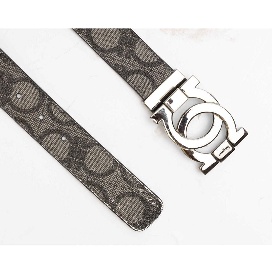 Salvatore Ferragamo Gancini Print Leather Buckle Belt