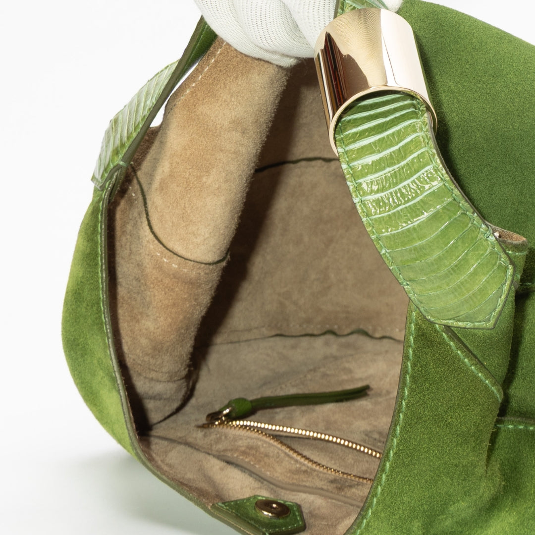 Jimmy Choo Green Suede Stevie Hobo Bag