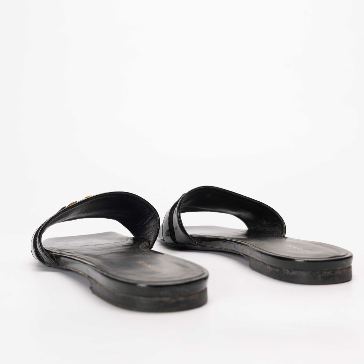 Versace Black Patent Medusa Sandals
