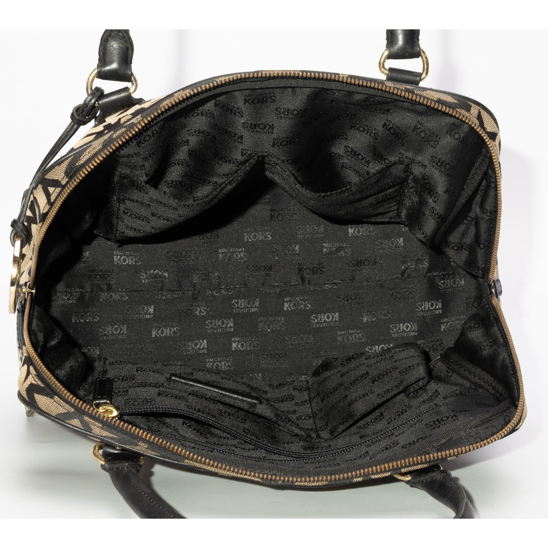 Michael Kors Canvas Raffia Top Handle Bag