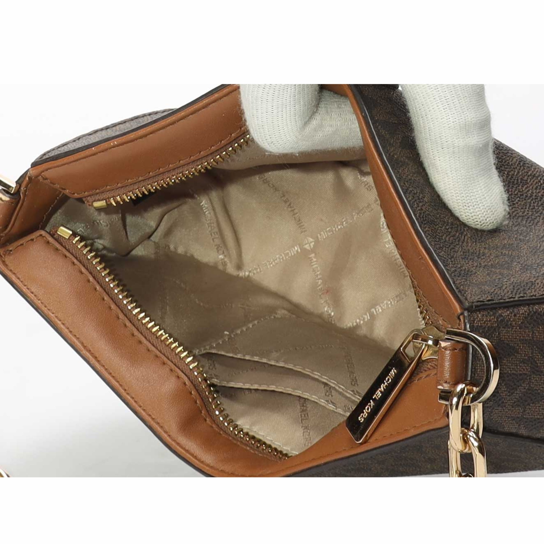 Michael Kors Brown Logo Carmen XS Shoulder Bag