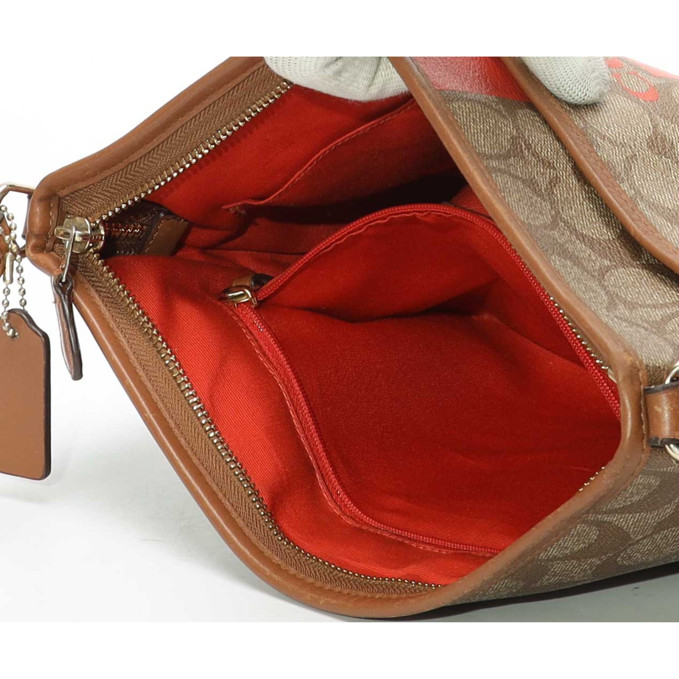 Coach Brown Logo Varsity Stripe Crossbody Bag