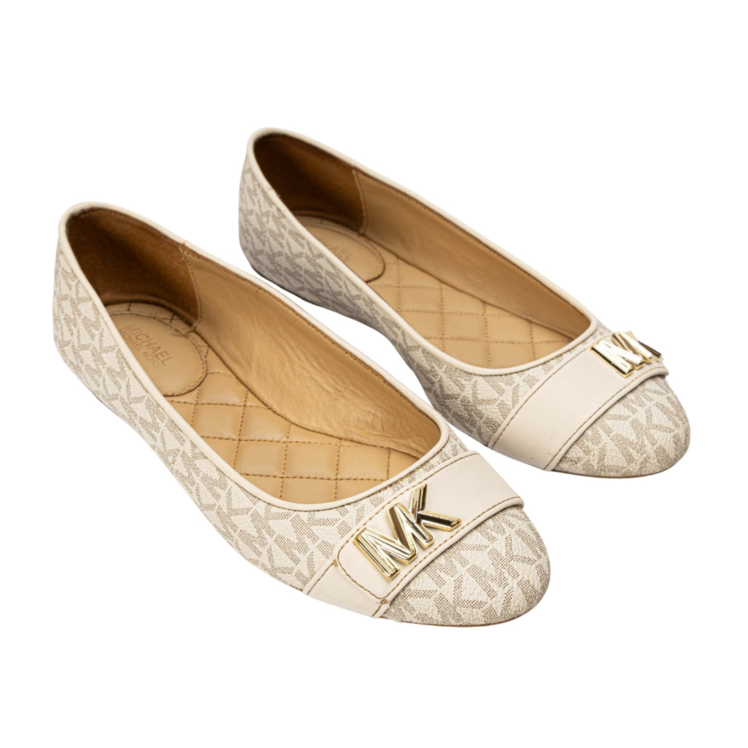 Michael Kors Vanilla Jilly Logo Ballet Flat