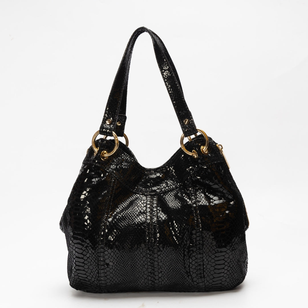 Michael Kors Moxley Black Embossed Python Leather Bag