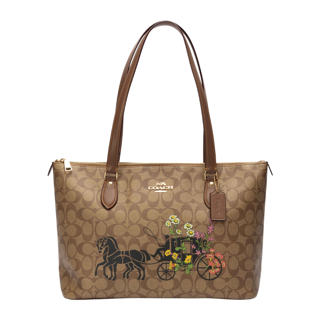 Coach Signature Canvas Floral Horse & Carriage Gallery Tote