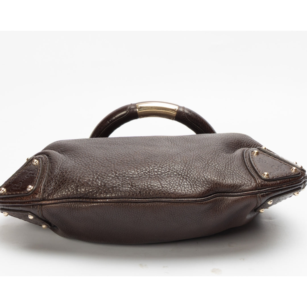 Gucci Black Leather Indy Top Handle Bag