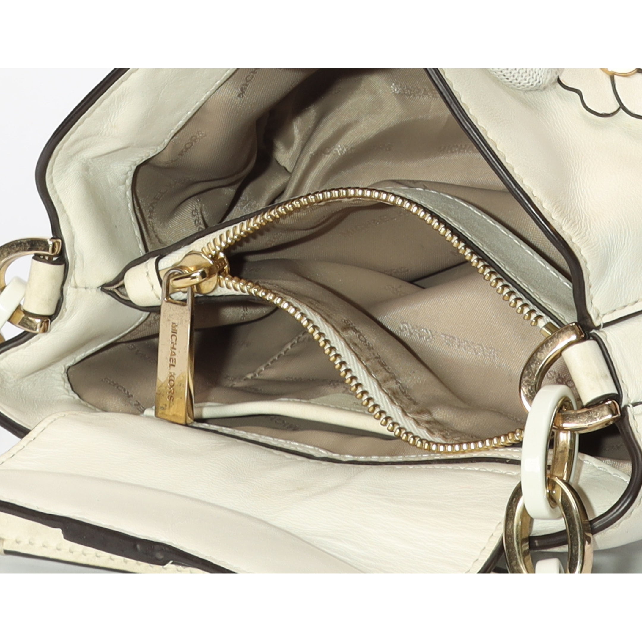 Michael Kors White Floral Applique Convertible Satchel