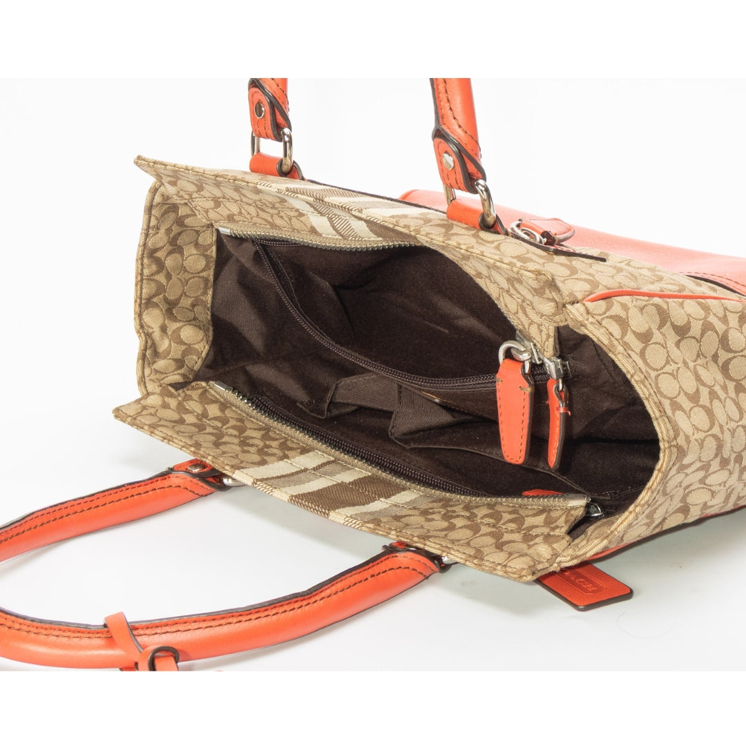 Coach Beige/Orange Signature Canvas Tote