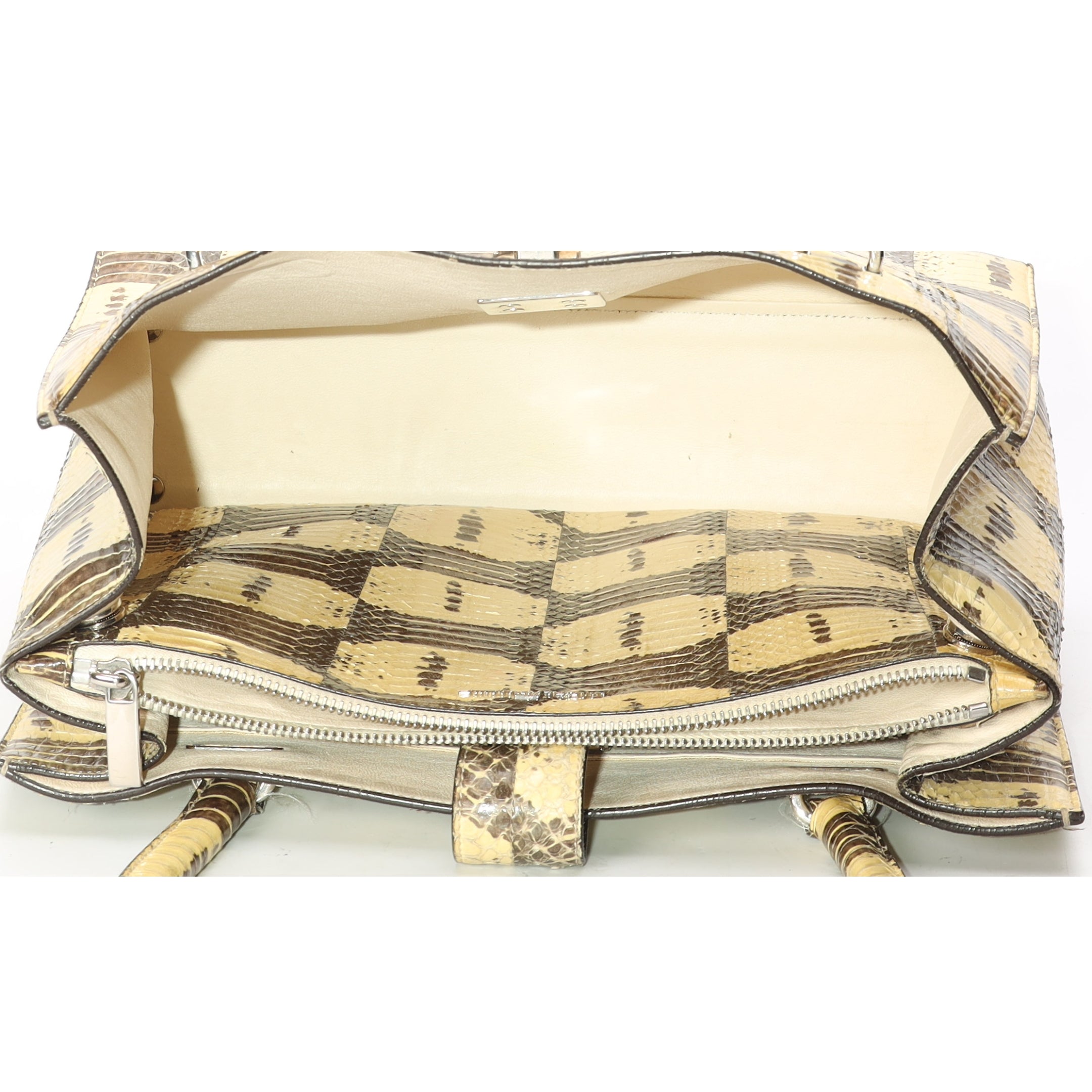 Salvatore Ferragamo Beige/Brown Python Shoulder Bag