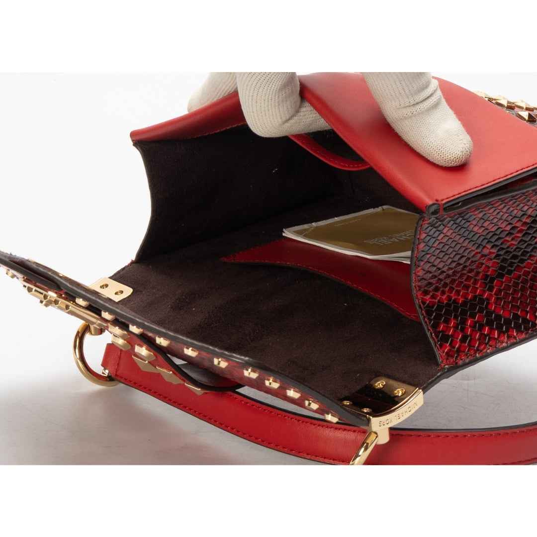 Michael Kors Red Greenwich Studded Crossbody Bag