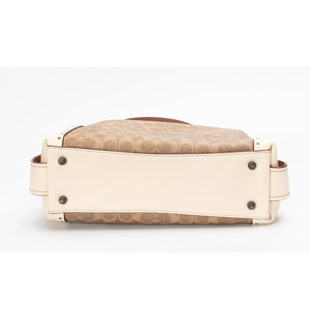 Coach Edie Signature Canvas Rivets Shoulder Bag 31
