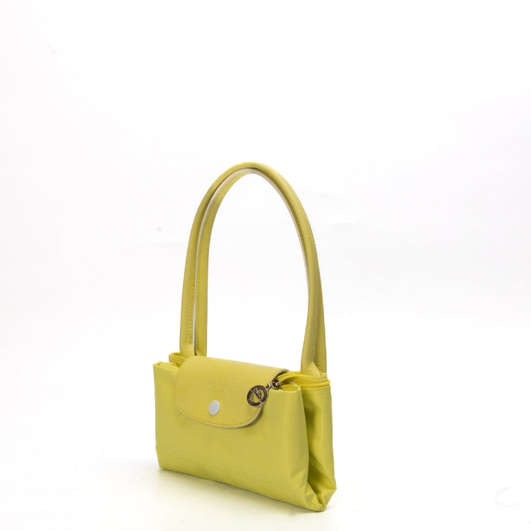 Longchamp Le Pliage Club Small Nylon Short Handle Tote Prune Lemon