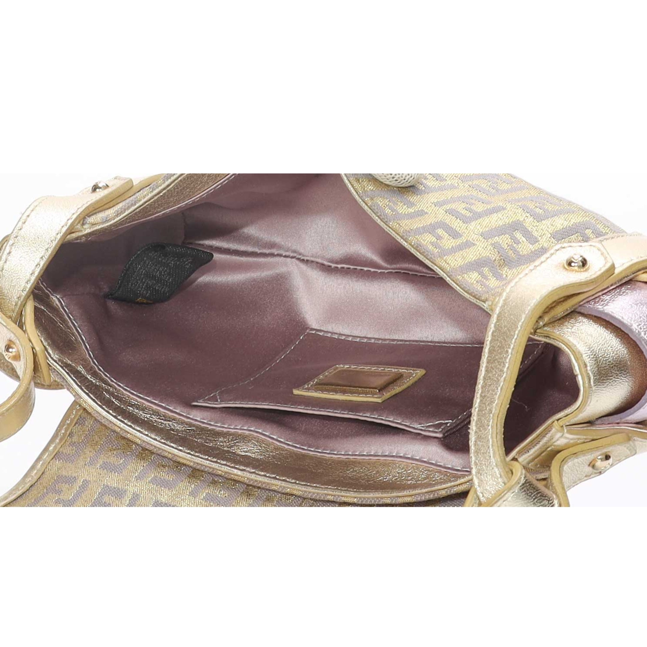 Fendi Zucchino Canvas Compilation Shoulder Bag