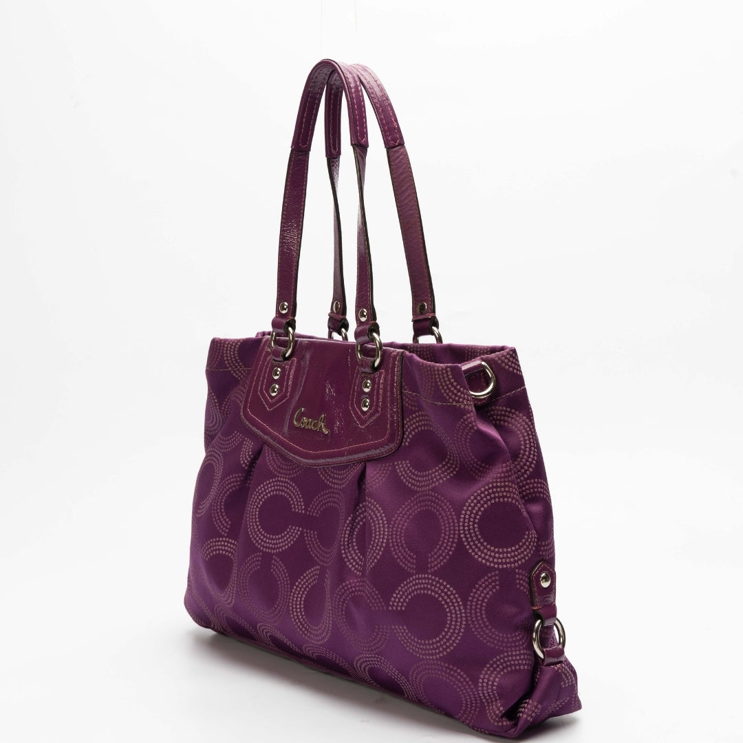Coach Purple Fabric and Patent Leather Ashley Tote