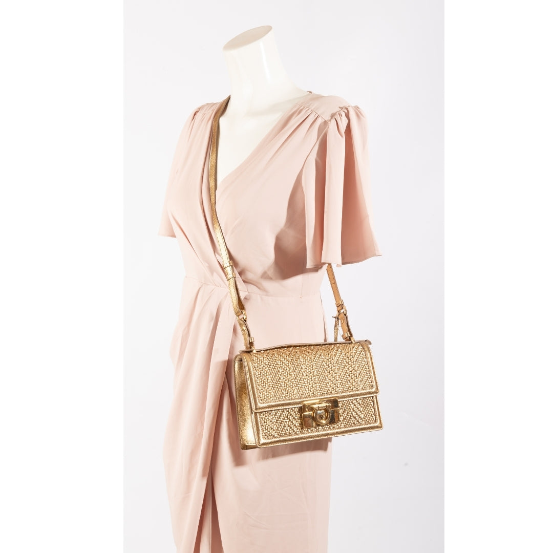 Salvatore Ferragamo Metallic Aileen Shoulder Bag