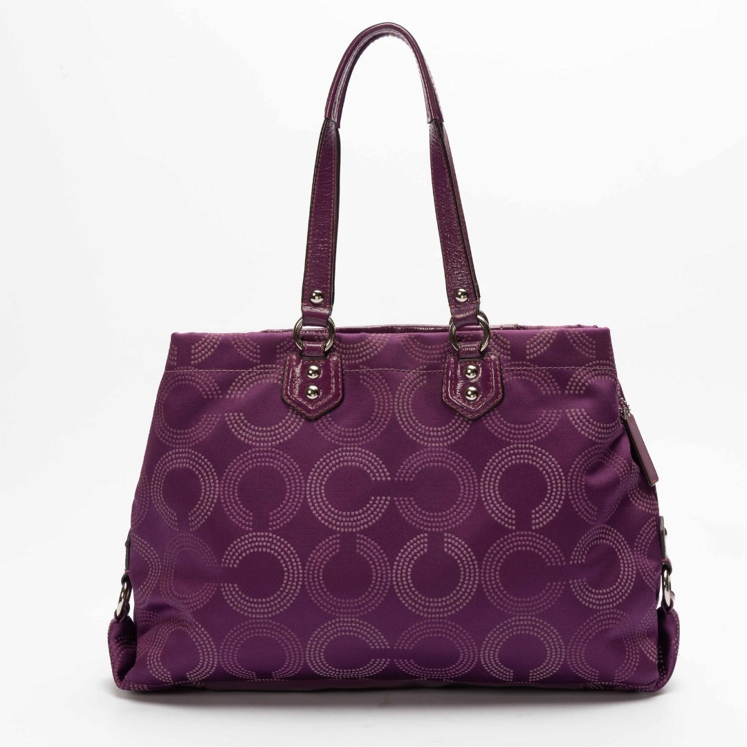 Coach Purple Fabric and Patent Leather Ashley Tote