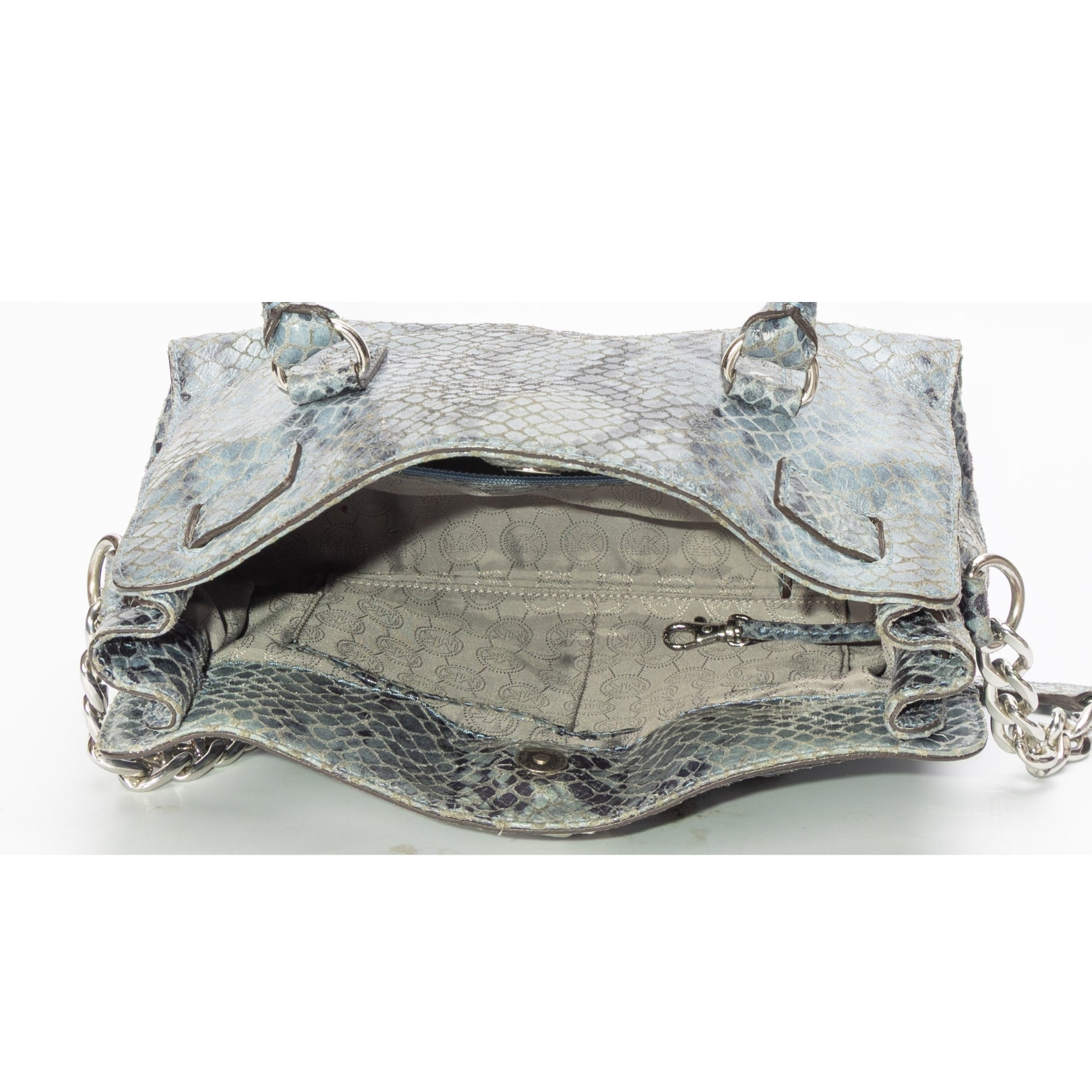 Michael Kors Blue Python Embossed Hamilton Satchel