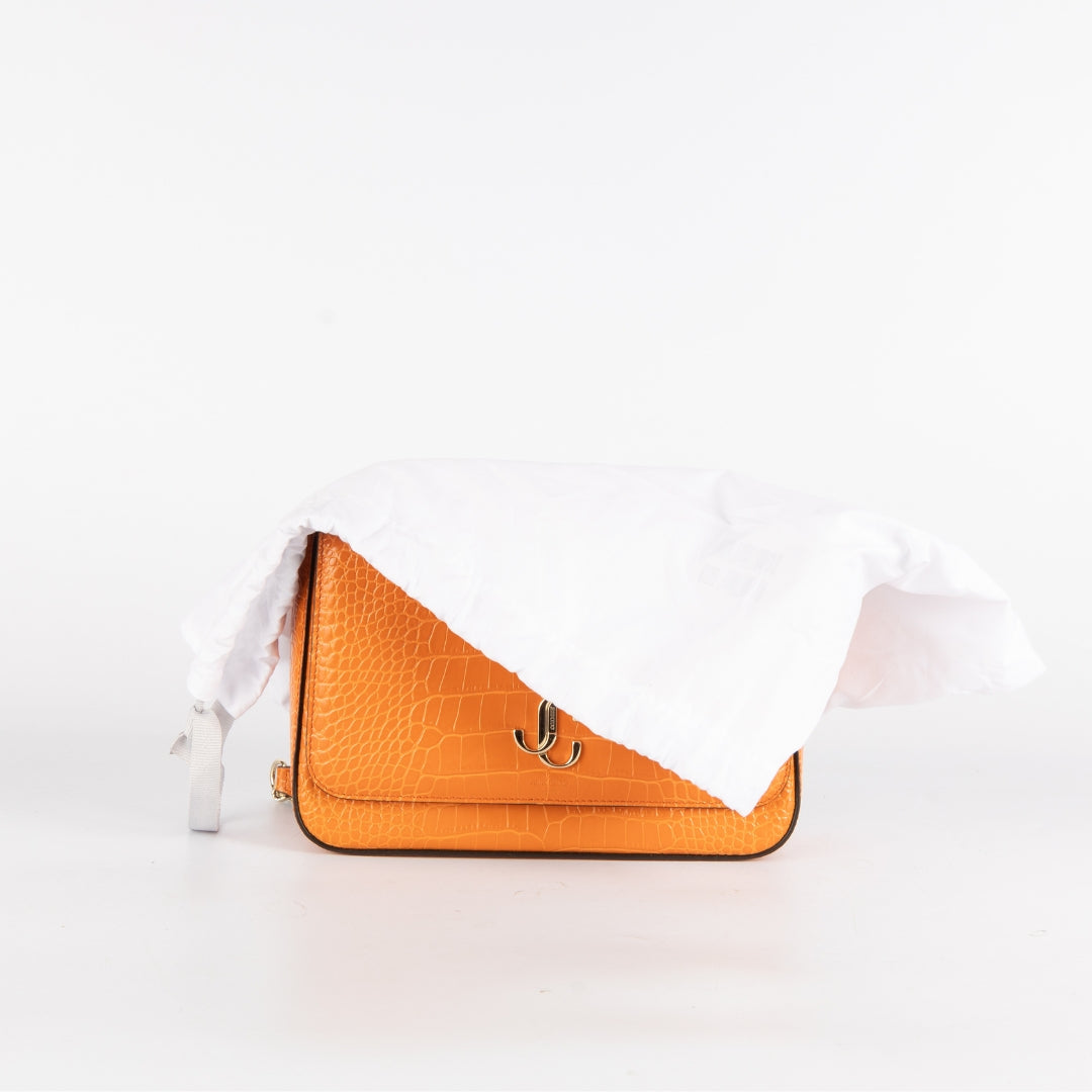 Jimmy Choo Amber Orange Leather Crossbody Bag