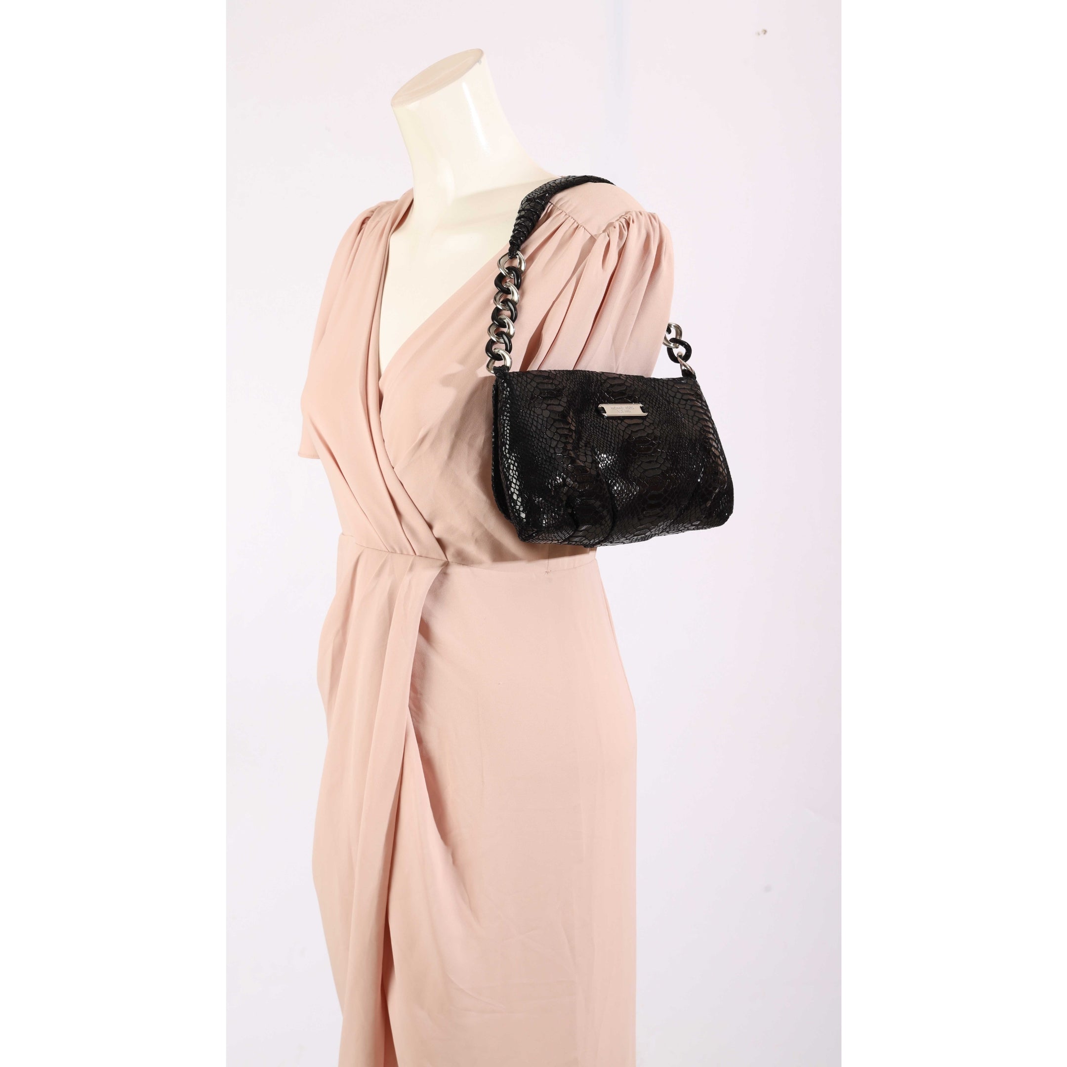 Michael Kors Black Python Chain Shoulder Bag