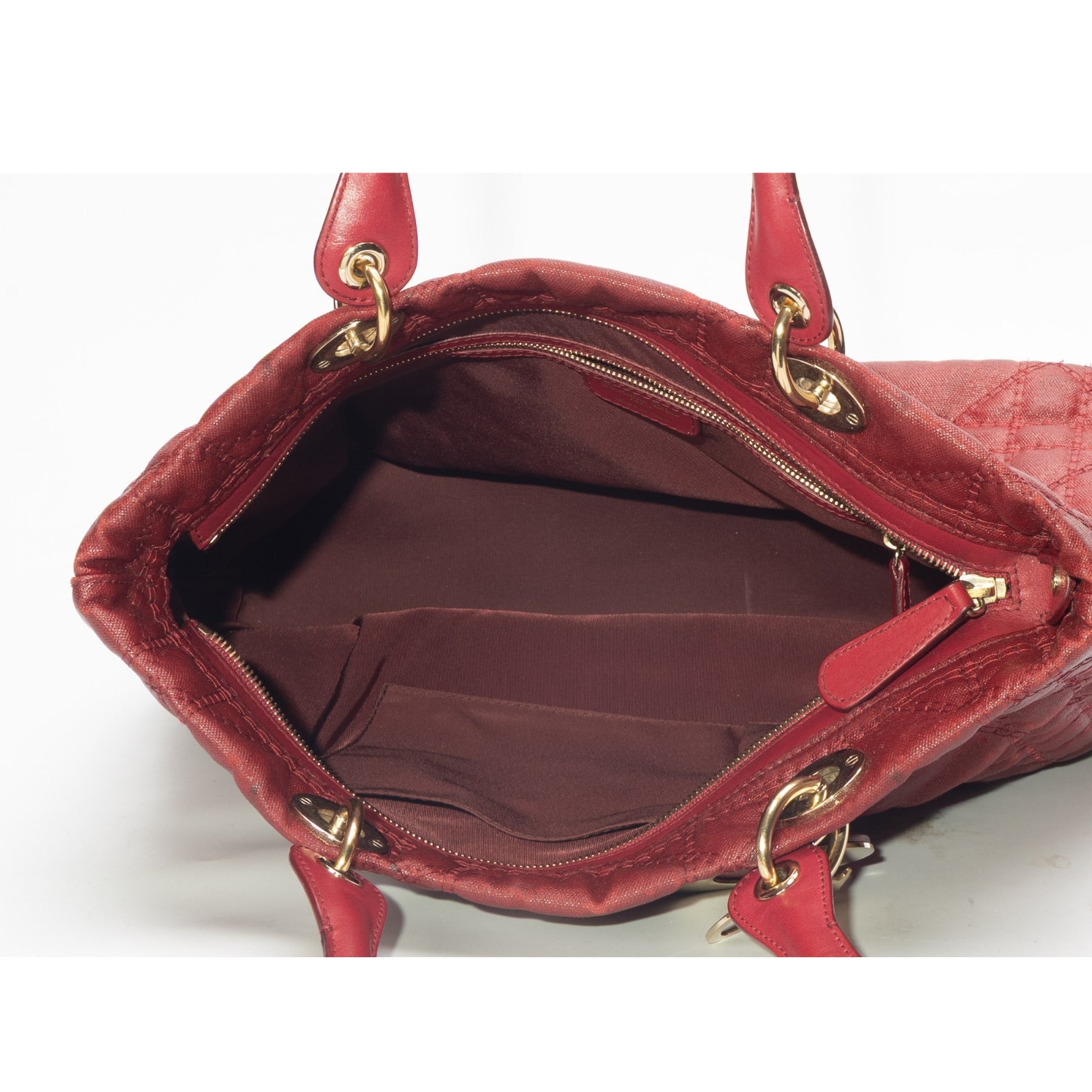 Dior Red Cannage Leather Soft Lady Dior Tote