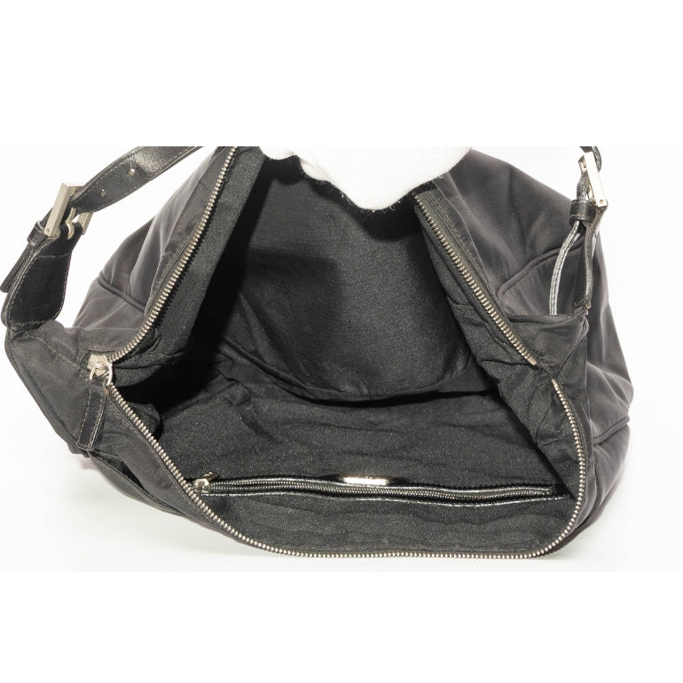 Fendi Leather-Trimmed Nylon Top Handle Bag
